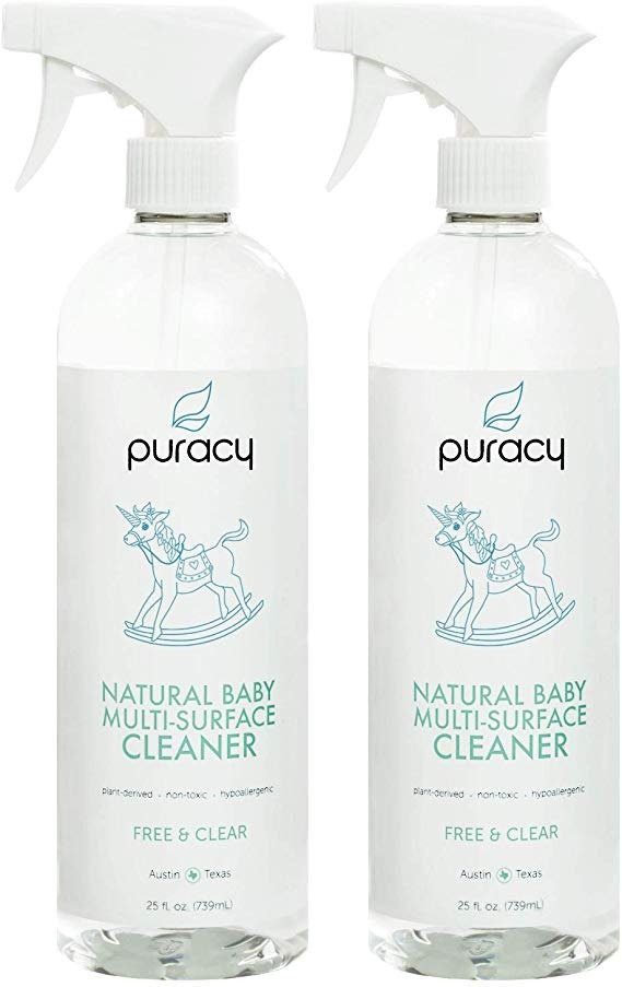 Natural Baby Multi-Surface Cleaner, Food-Safe, Nontoxic, Free & Clear, 25 Ounce (2-Pack)