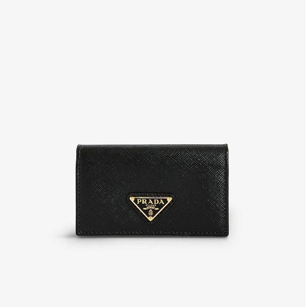 Brand-plaque leather wallet