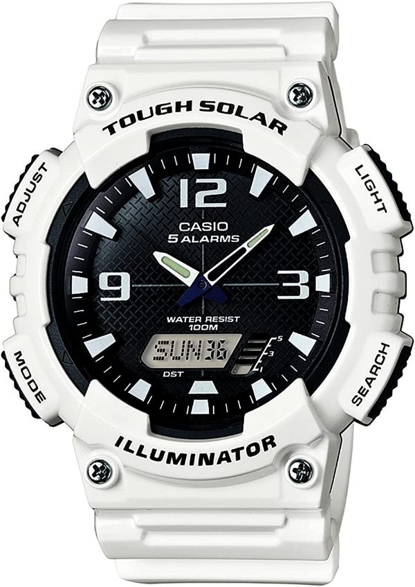 Men's AQ-S810WC-7AVCF Analog-Digital Display Quartz White Watch, White/Black