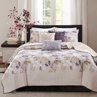 Madison Park Raven 6 Piece Printed Quilt Set with Throw Pillows
