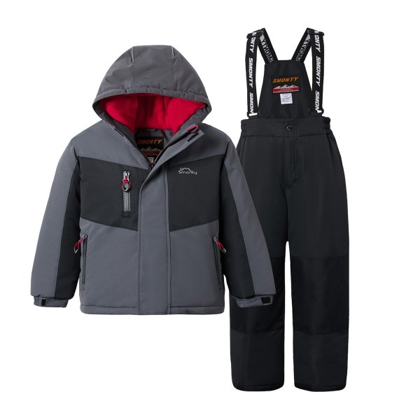 2-piece Kid Splice Hooded Jacket and Snow Bib Ski Suit
