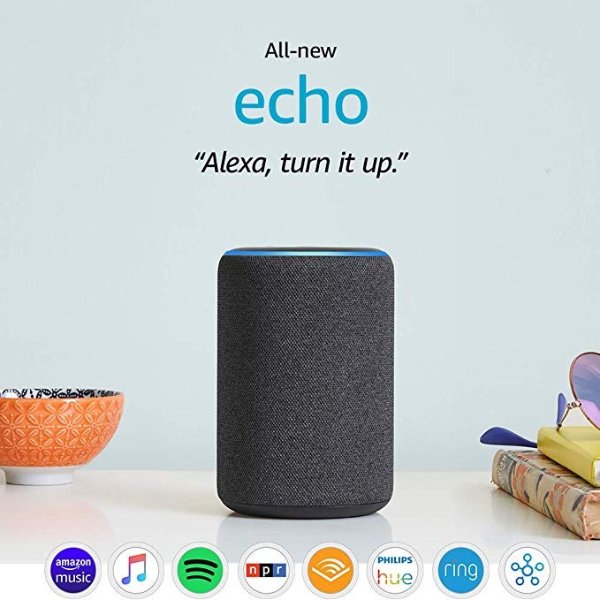 All-new Echo (3rd Gen)- Smart speaker with Alexa- Charcoal