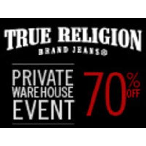 True Religion - “真实信仰”牛仔服饰清仓特卖会，超高折扣 70% Off