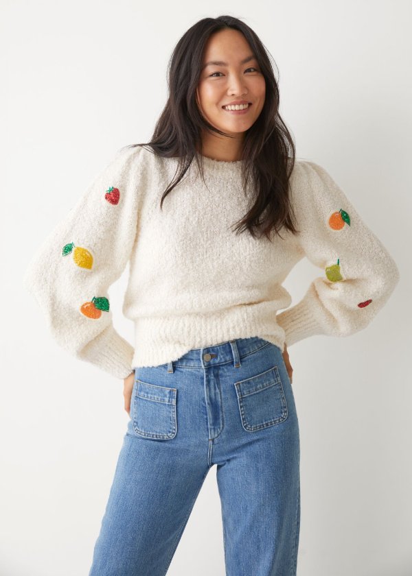 Sequin Patch Knit Sweater