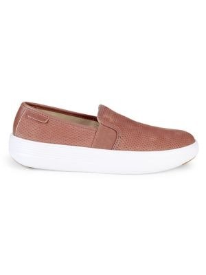 Suede Perforated Slip-Ons