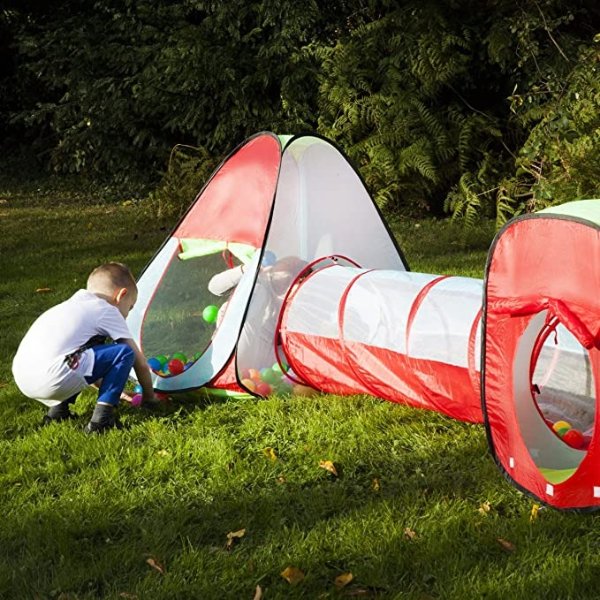 Children’s Play Tent with Tunnel (3-Piece Set) – Indoor/Outdoor Playhouse for Boys and Girls – Lightweight, Easy to Setup (Balls Not Included)