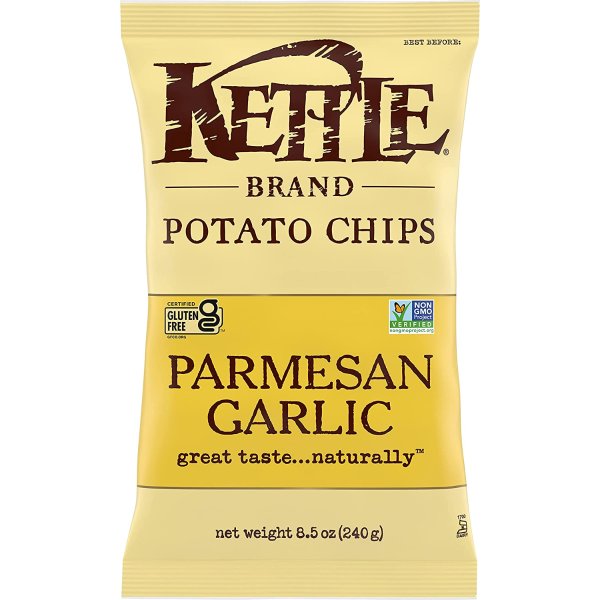 Kettle Brand Potato Chips, Parmesan Garlic Kettle Chips, 8.5 Ounce