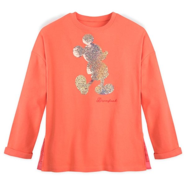 Mickey Mouse Reversible Sequin Pullover for Women – Disneyland – Coral | shopDisney