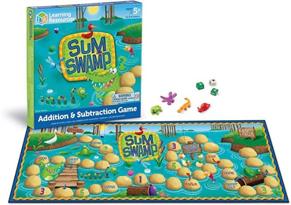 Sum Swamp Game, Homeschool, Addition/Subtraction, Early Math Skills, Math Games for Kids, Educational Board Games, 8 Pieces, Ages 5+