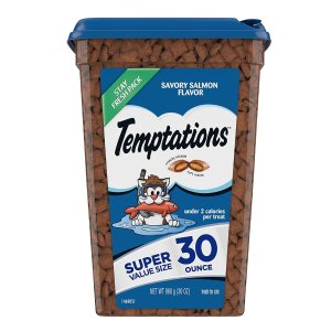 TEMPTATIONS Classic Crunchy and Soft Cat Treats salmon flavor, 30 oz