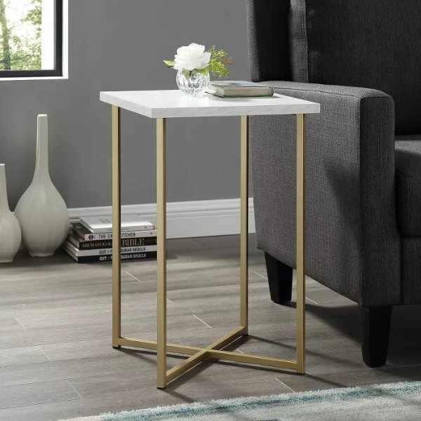 Luxe Two Tone Glam Side Table - Saracina Home