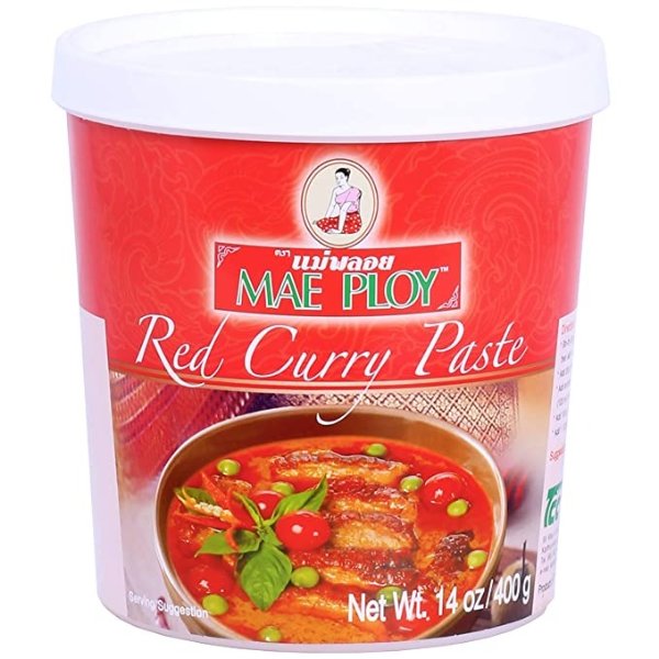 Ploy Red Curry Paste, Authentic Thai Red Curry Paste For Thai Curries And Other Dishes, Aromatic Blend Of Herbs, Spices And Shrimp Paste, No MSG, Preservatives Or Artificial Coloring (14oz Tub)