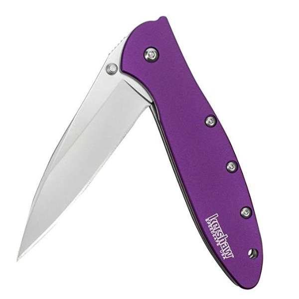  Leek Purple Folding Knife (1660PUR); 3” Bead-Blasted High-Performance Sandvik 14C28N Steel Blade, Purple Anodized Aluminum Handle, SpeedSafe Assisted Opening, Liner and Tip Lock Slider, 2.4 OZ