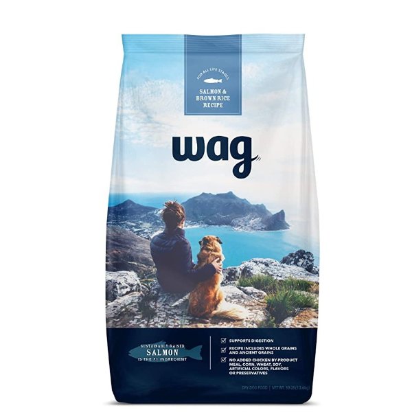 Amazon Brand - Wag Dry Dog Food with Grains (Chicken/Salmon/Beef and Brown Rice)