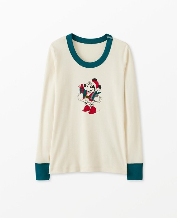 Disney Mickey Mouse Classic Holiday Plaid Women's Long John Pajama Top