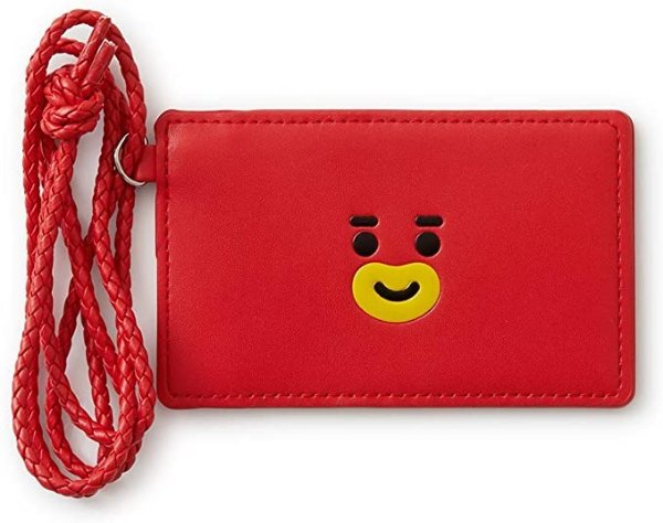 TATA Character Badge Holder ID Card Wallet with Lanyard for Office School, Red