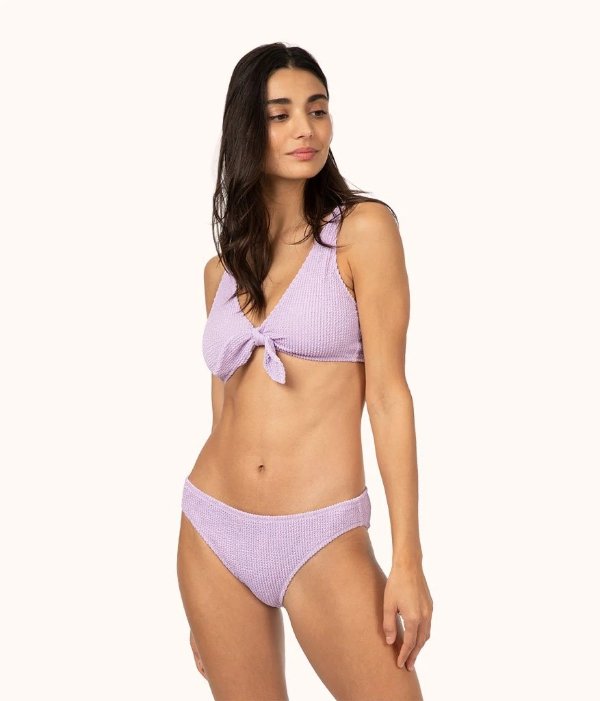 The Ruched Plunge Bralette: Lilac
