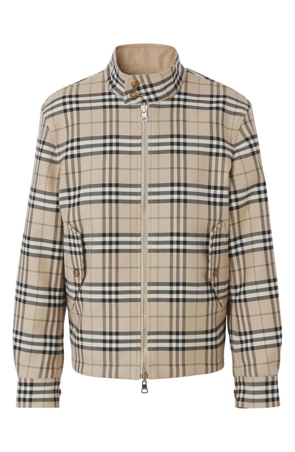 Bramwell Check Reversible Wool & Cotton Harrington Jacket