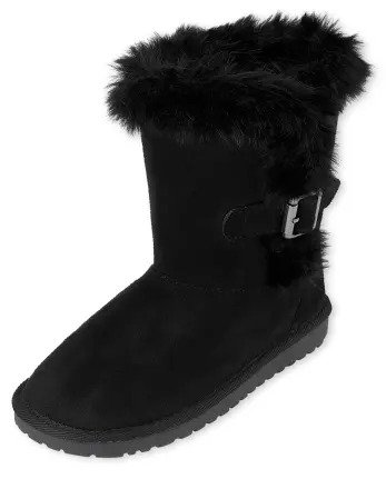 Girls Buckle Faux Suede Boots | The Children's Place - BLACK