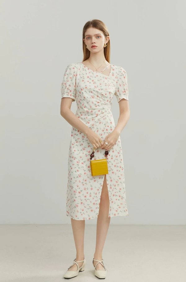 Fansilanen | Evana Asymmetric Floral Midi Dress
