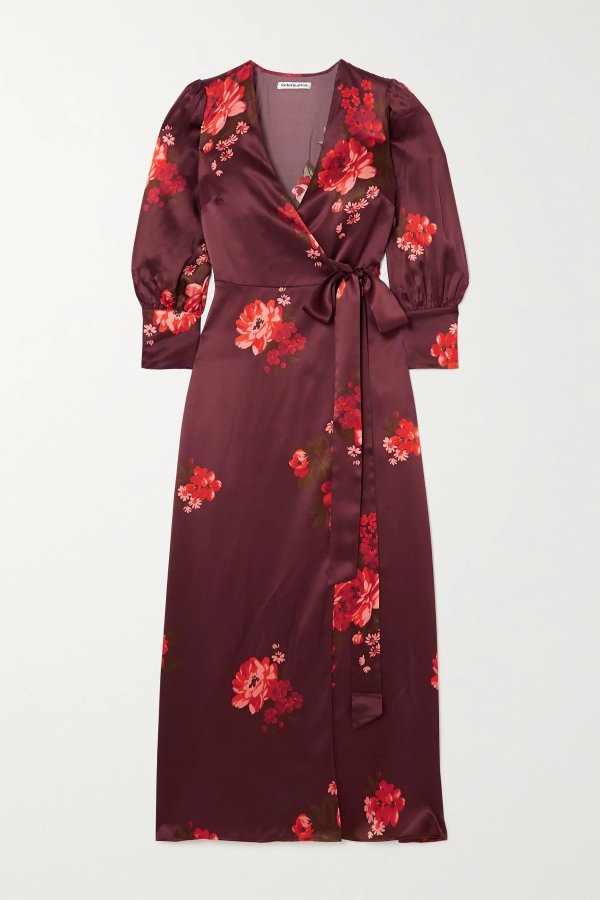 Merrick floral-print silk-satin wrap dress