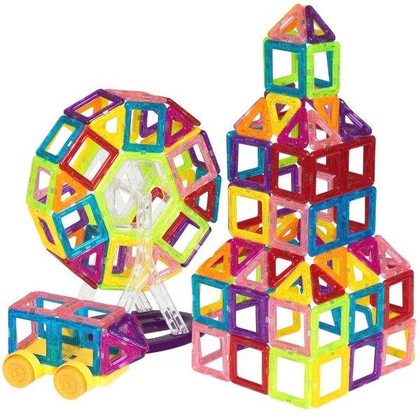 158-Piece Clear Multi Color Magnetic Tiles Set