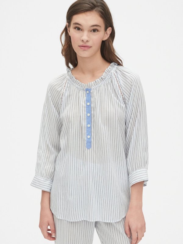 Dreamwell Stripe Ruffle-Trim Shirt