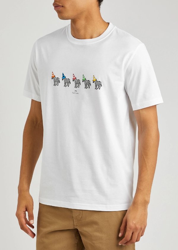 Zebra-print cotton T-shirt