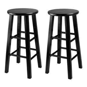 Winsome 24-Inch Square Leg Counter Stool, Black, Set of 2