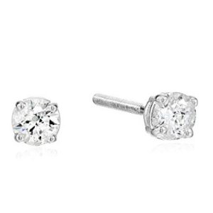 14k Gold Round Cut Diamond Screw Back and Post Stud Earrings (H-I Color, I2 Clarity)