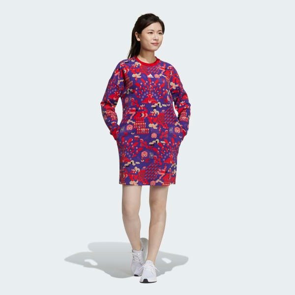 CNY Allover Print Sweater Dress