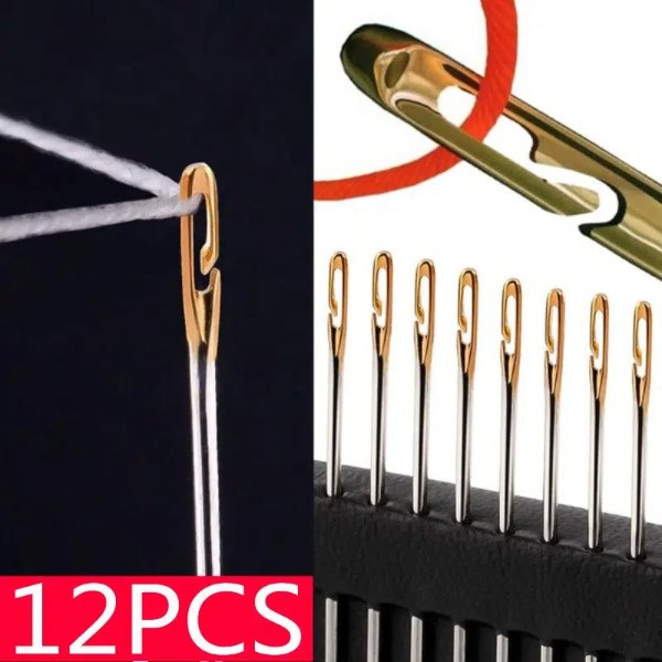 Temu 12pcs Hand Sewing Needles With Side Hole Household Sewing Tools Easy  To Thread, Check Out Today's Deals Now