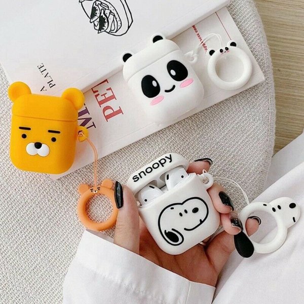 Lovely Silicone Protective Case Key Chain Pouch Skin for Apple Airpods Earphones