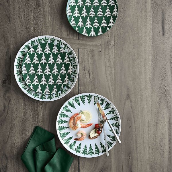 Green Forest Christmas Salad Plate + Reviews | Crate and Barrel