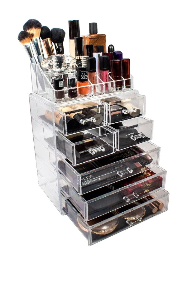 Acrylic 7 Drawer & Top Organizer Cosmetics Makeup & Jewelry Storage Case Display Set