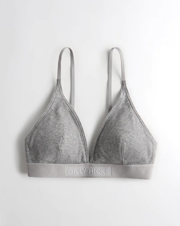 Gilly Hicks Ribbed Cotton Logo Triangle Bralette