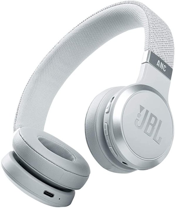 JBL Live 460NC - Wireless On-Ear Noise Cancelling Headphones with Long Battery Life and Voice Assistant Control - White