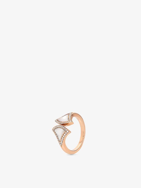 Diva's Dream 18ct rose-gold, mother-of-pearl and 0.17ct brilliant-cut diamond ring