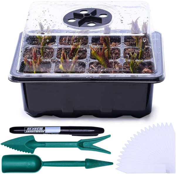 FANGHZHIDI 10 Pack 120 Cell Reusable Seedling Starting Trays with Humidity Adjustment Kit
