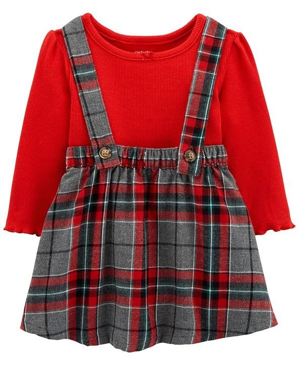 Baby Girl 2-Piece Holiday Plaid Jumper Set