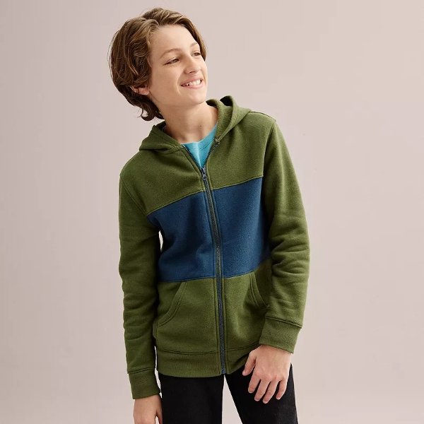 Boys 8-20 Sonoma Goods For Life® Super Soft Full-Zip Colorblock Hoodie in Regular & Husky