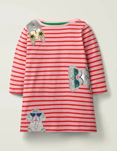 Applique Pet Tunic - Boto Pink/Poppy Red Dogs | Boden US