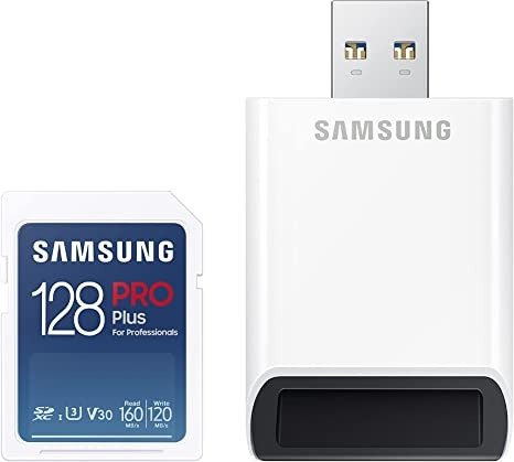 PRO Plus SD Full Size SDXC Card Plus Reader 128GB, (MB-SD128KB/AM, 2021)