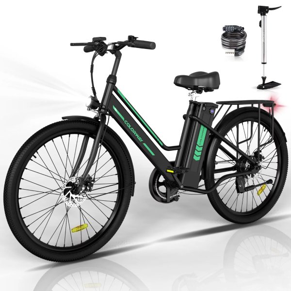 26" Electric Bike for Woman, 500W Powerful Motor, 36V 12AH Removable Battery E Bike, , Max. Speed 19.9MPH Electric Bicycle