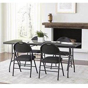 Cosco Deluxe 6 foot x 30 inch Fold-in-Half Blow Molded Folding Table, Black