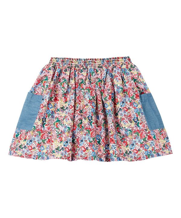 Pink Floral Butterfly Patch Pocket Harriwel A-Line Skirt - Toddler & Girls