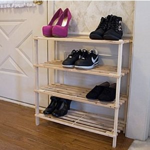 Lavish Home Wooden 4-shelf Shoe Rack, Brown
