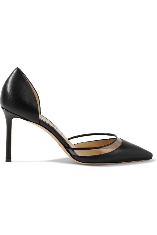 Black Esther 85 PVC-trimmed leather pumps | Sale up to 70% off | THE OUTNET | JIMMY CHOO | THE OUTNET