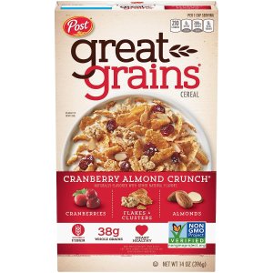 Post Great Grains Cranberry Almond Crnch Rte Cereal Cranberry Almond Crunch Flake And Cluster Box 14 Ounces 1