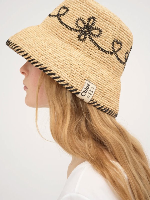 Embroidered straw hat